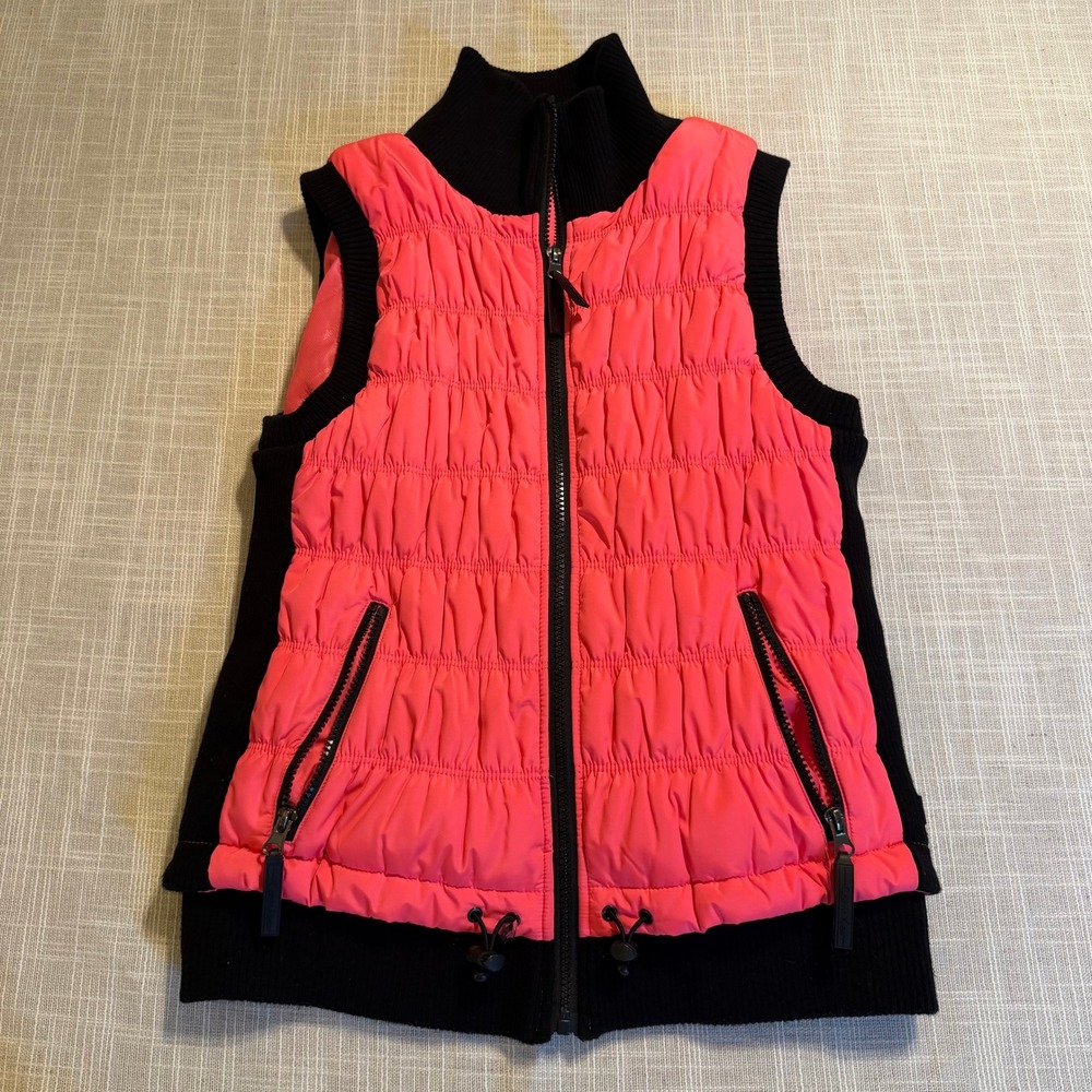 Calvin Klein Performance Womens Neon Pink Black Quilted Puffer Vest Medium